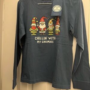 NWT Life Is Good Kids XXL
Long Sleeve Holiday Shirt with Gnome Design